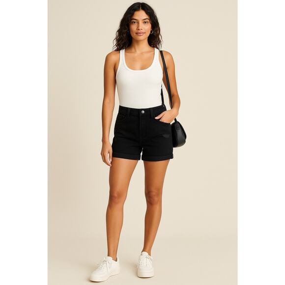 Old Navy Women's Size 6 Black Jack Boyfriend Shorts Distressed Cuffed Hem Summer - Picture 1 of 13